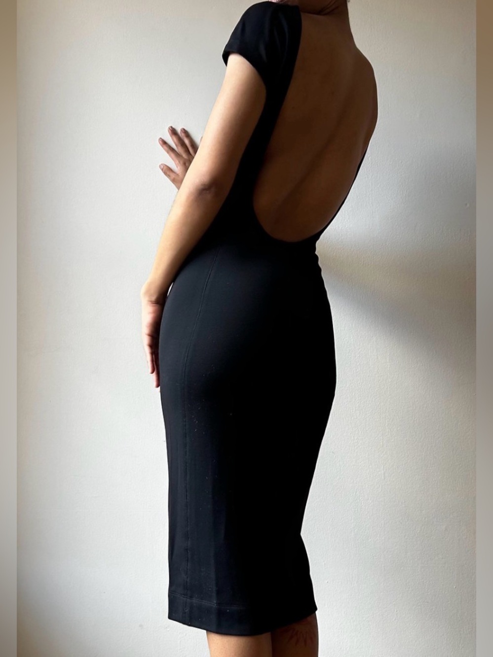 NWT 90s BETSEY JOHNSON BLACKLESS MIDI DRESS